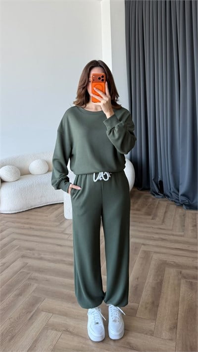Sweat ve Pantolonlu Modal İkili Takım Haki 2464
