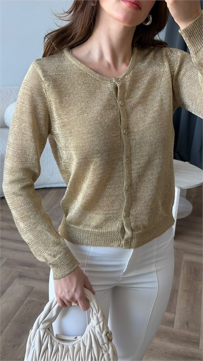 Transparan Triko Hırka Gold 2410