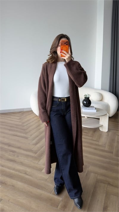 Yumoş Oversize Hırka Kahverengi 2519