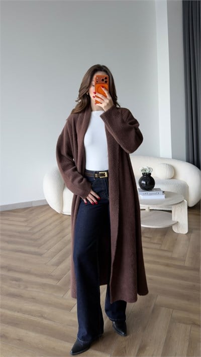 Yumoş Oversize Hırka Kahverengi 2519
