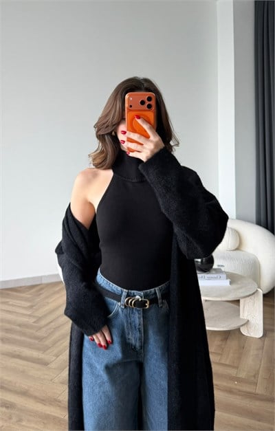 Yumoş Oversize Hırka Siyah 2519