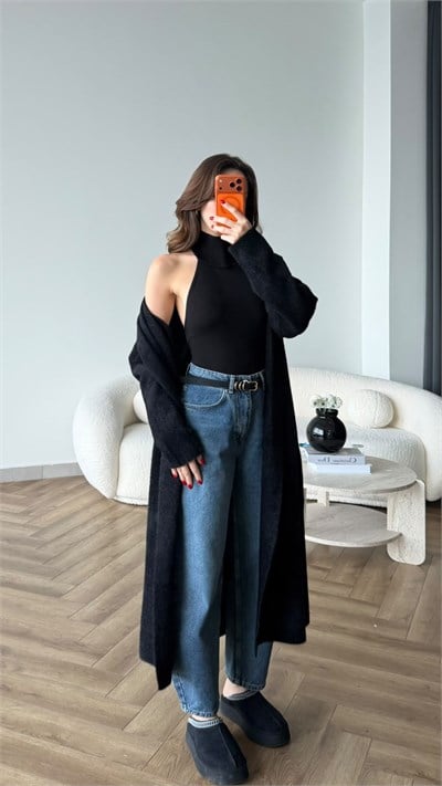 Yumoş Oversize Hırka Siyah 2519