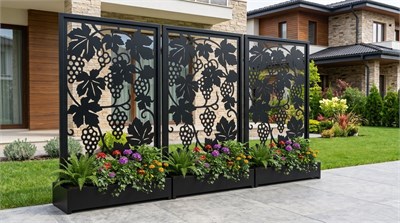 Üzüm Asması Desenli Saksılı Dekoratif Panel
