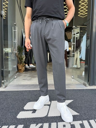 Antrasit İthal Keten Pantolon W5062