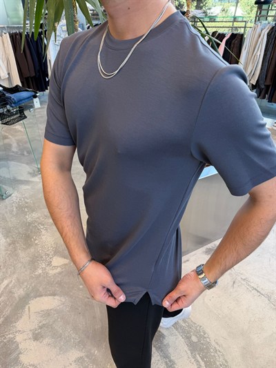 Antrasit SPF Oys Kumaş T-Shirt -5004