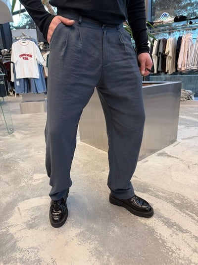 Antrasit Tensel Kumaş Baggy Pantolon -W5039