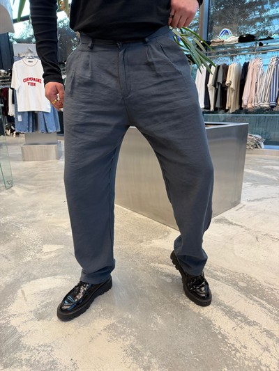 Antrasit Tensel Kumaş Baggy Pantolon -W5039