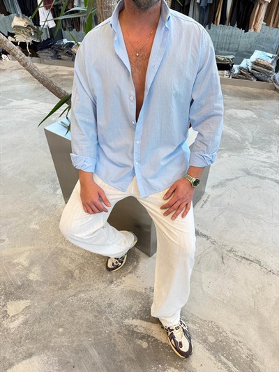 Bebe Mavisi Fresh Keten Gömlek -G5138