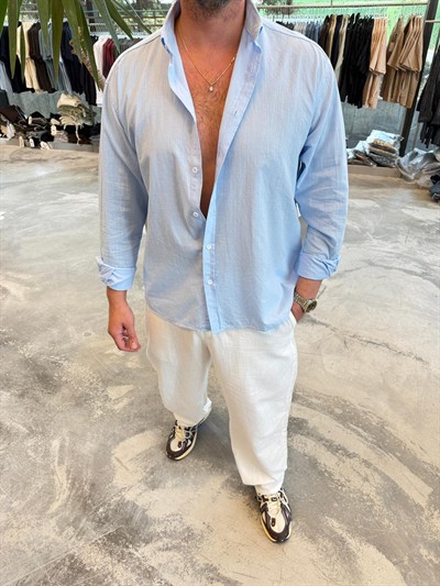 Bebe Mavisi Fresh Keten Gömlek -G5138