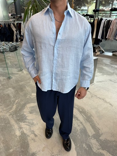 Bebe Mavisi GG Ham Keten Gömlek -G5706