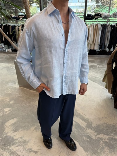 Bebe Mavisi GG Ham Keten Gömlek -G5706