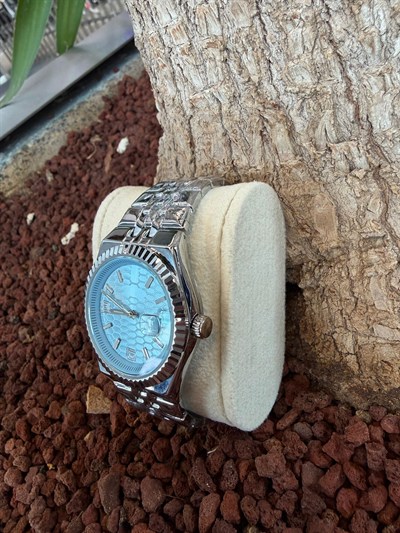 BEBE MAVİSİ KADRAN TIRTIKLI BEZEL ÇELİK KORDON SAAT