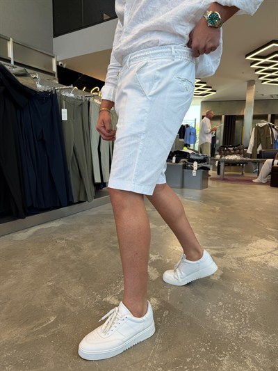 Beyaz %100 Cotton Keten Şort NGR103