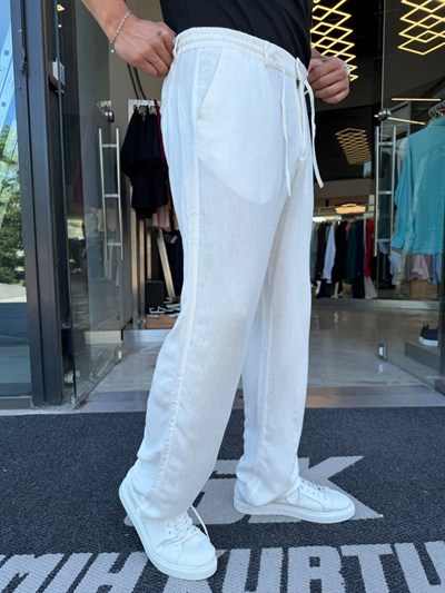 Beyaz İpli Keten Pantolon WE5071