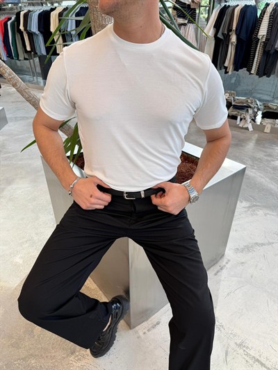 Beyaz Oysho Kumaş Basic T-Shirt 2512-261076
