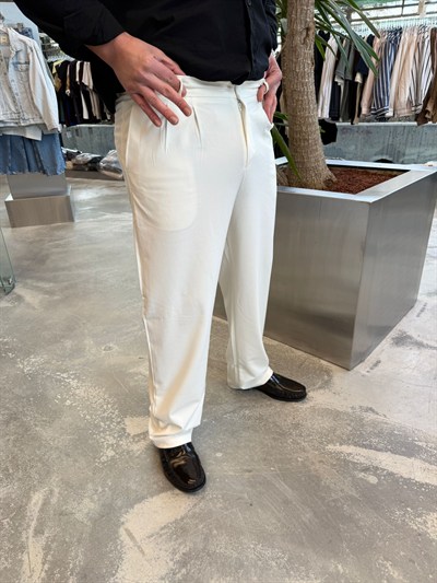 Beyaz SPF Krem Pileli Baggy Kumaş -4032