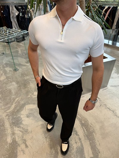 Beyaz SPF Omuz Ribanalı T-Shirt -17443