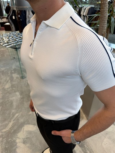 Beyaz SPF Omuz Ribanalı T-Shirt -17443