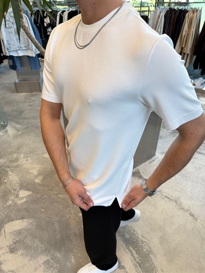 Beyaz SPF Oys Kumaş T-Shirt -5004