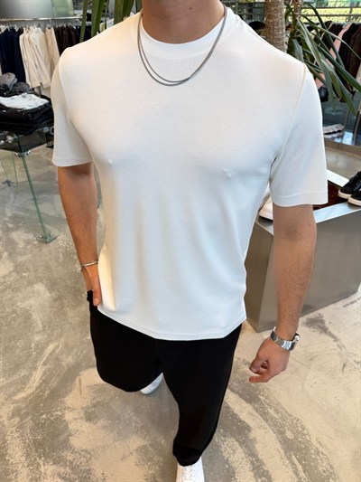 Beyaz SPF Oys Kumaş T-Shirt -5004