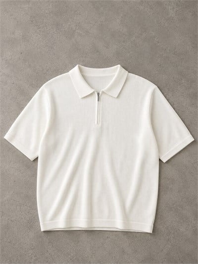 Beyaz Triko Polo Yaka T-Shirt