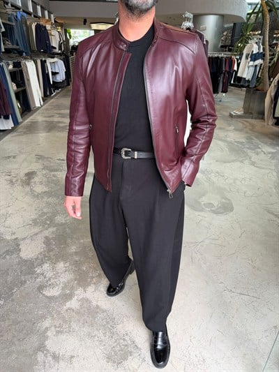 Bordo %100 Hakiki Kuzu Derisi Ceket 