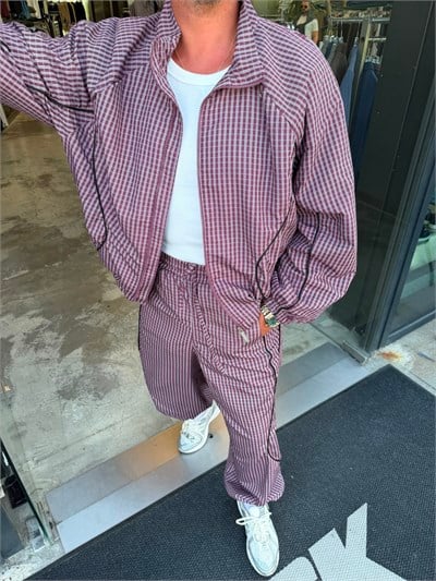 Bordo Ekose Biye Detaylı Fermuarlı Takım SN5103
