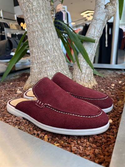 Bordo Loro SK Orjinal Dana Derisi Loafer Terlik SK-129