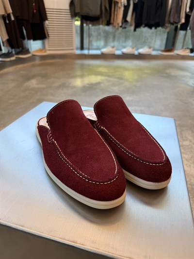 Bordo Loro SK Orjinal Dana Derisi Loafer Terlik SK-129