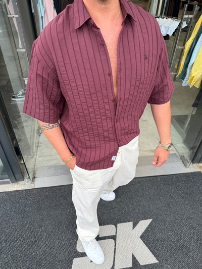 Bordo RT Kısa Kollu Gömlek RT1098