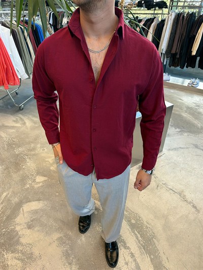 Bordo SNZ Flam Keten Gömlek