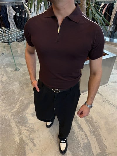 Bordo SPF Omuz Ribanalı T-Shirt -17443