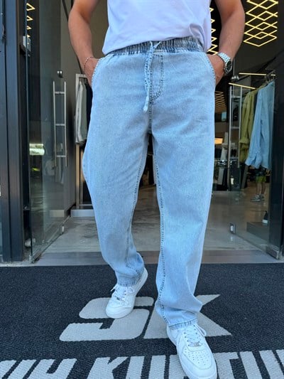 Buz Mavisi Yıkamalı İnce Gabardin Kot Pantolon WE848