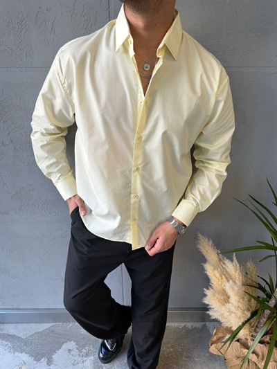 Sarı Darcon PoliPamuk Gömlek -4012