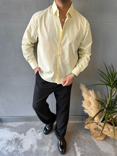 Sarı Darcon PoliPamuk Gömlek -4012