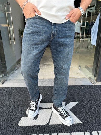 GR Mavi Eskitmeli Boyfriend Pantolon 