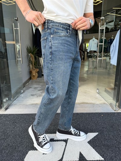 GR Mavi Eskitmeli Boyfriend Pantolon 