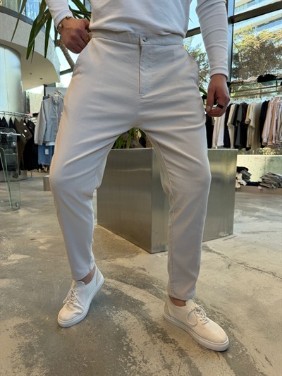 Gri Bel Lastikli Pantolon -W5032