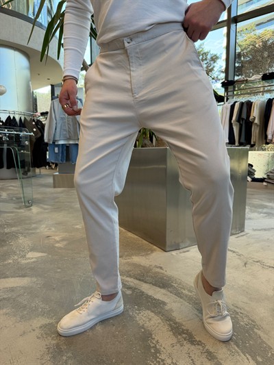 Gri Bel Lastikli Pantolon -W5032