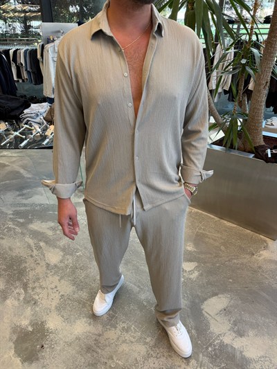 Gri Gömlekli Kırinkıl Kumaş Takım -M2788