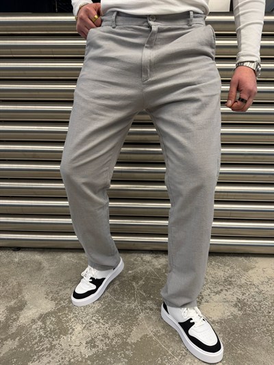 Gri Regular Keten Pantolon -W5077