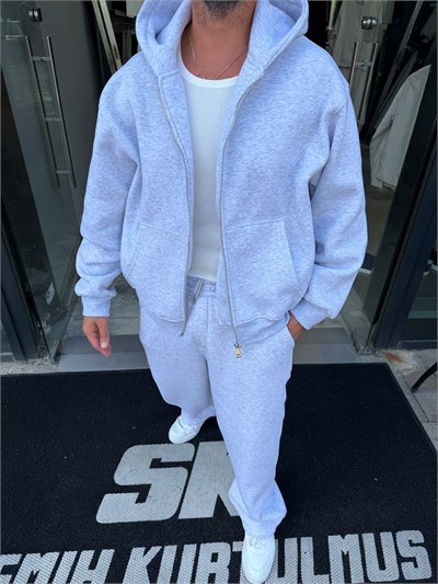 Gri Şardonlu Oversize Basic Takım RSP1