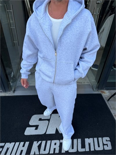 Gri Şardonlu Oversize Basic Takım RSP1