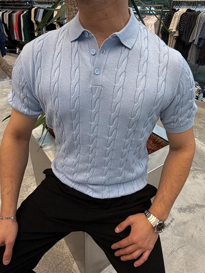 GST Bebe Mavisi Etnik Desen Yakalı Triko -18347