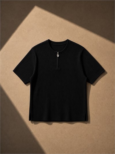 GST Fermuarlı Kısa Kol Tshirt