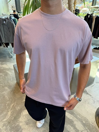 Gül Kurusu Qawis Oversize Basic T-Shirt QW01