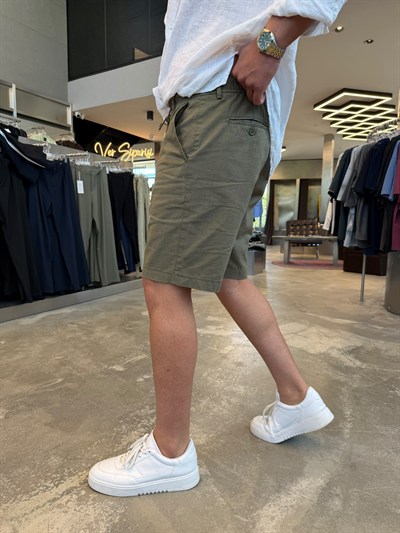 Haki %100 Cotton Keten Şort NGR103