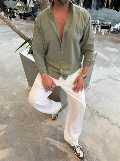 Haki Fresh Keten Gömlek -G5138