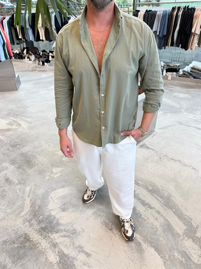 Haki Fresh Keten Gömlek -G5138