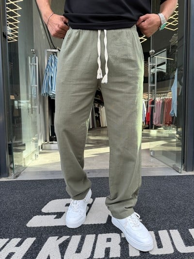 Haki NGR Keten Pantolon